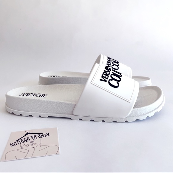 ⭕️ VERSACE JEANS Men’s Flip Flops Slide White 11 main image 5